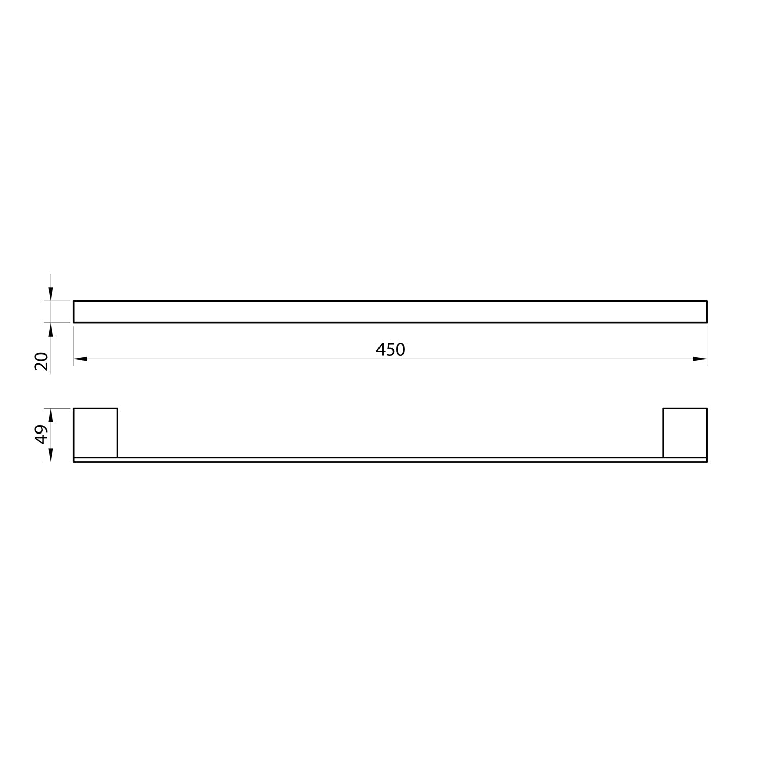 Scudo Mono Towel Bar 45cm