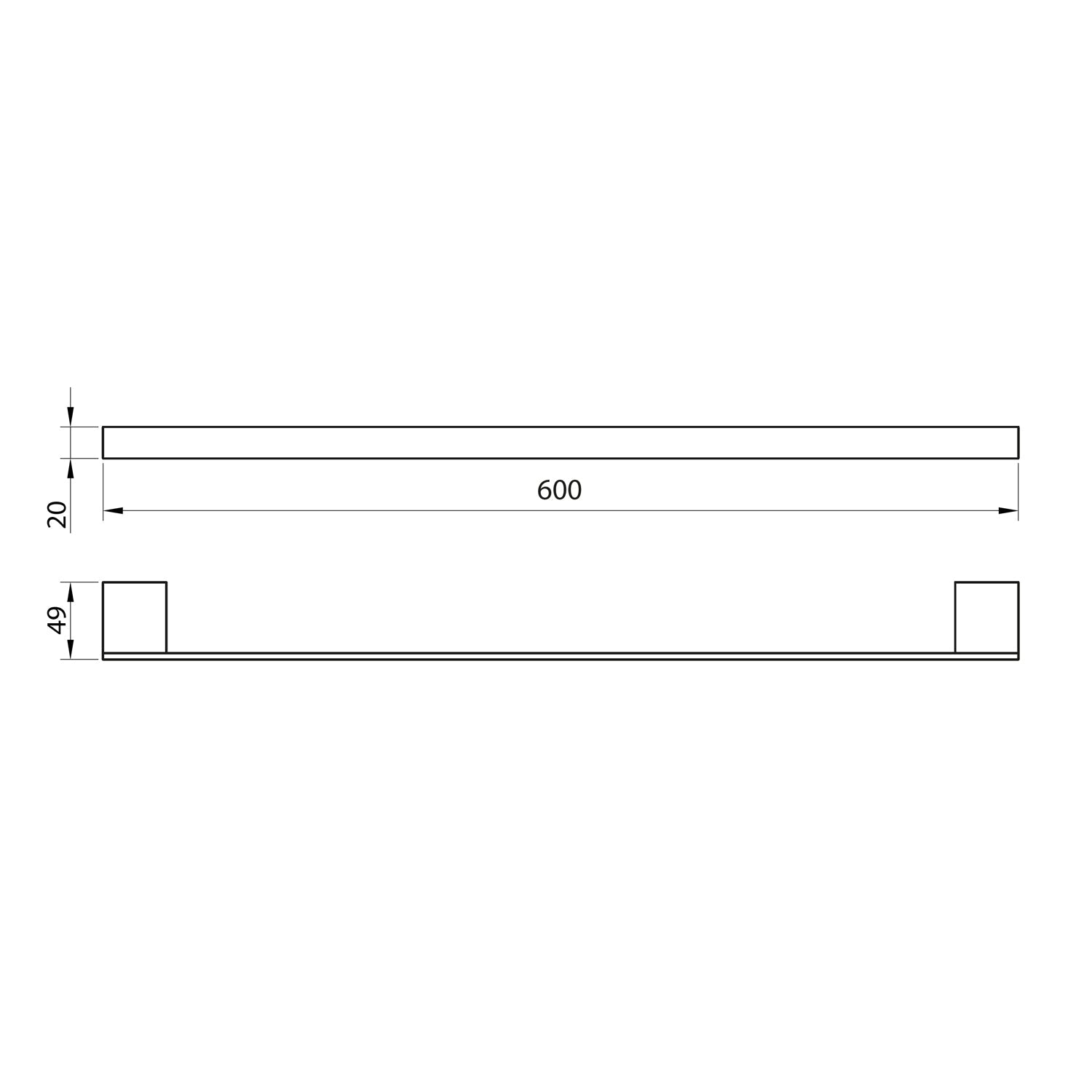 Scudo Mono Towel Bar 60cm