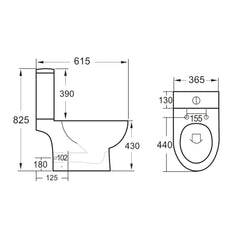 Scudo Belini Rimless Open Back Close Coupled Toilet