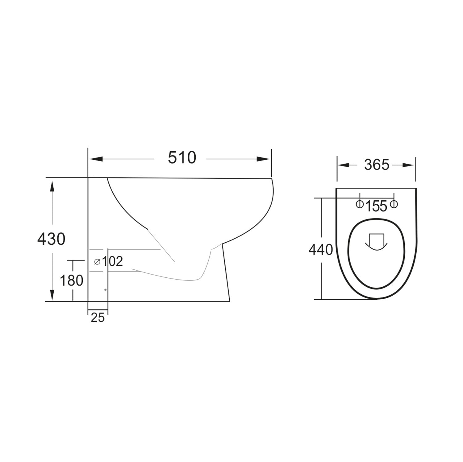 Scudo Belini Rimless Back to Wall Toilet