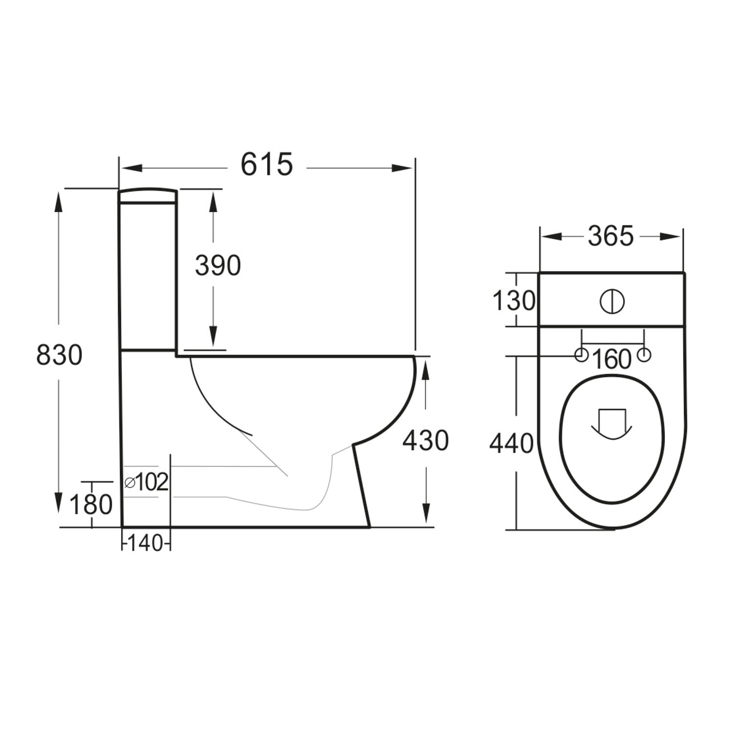 Scudo Belini Rimless Closed Back Close Coupled Toilet