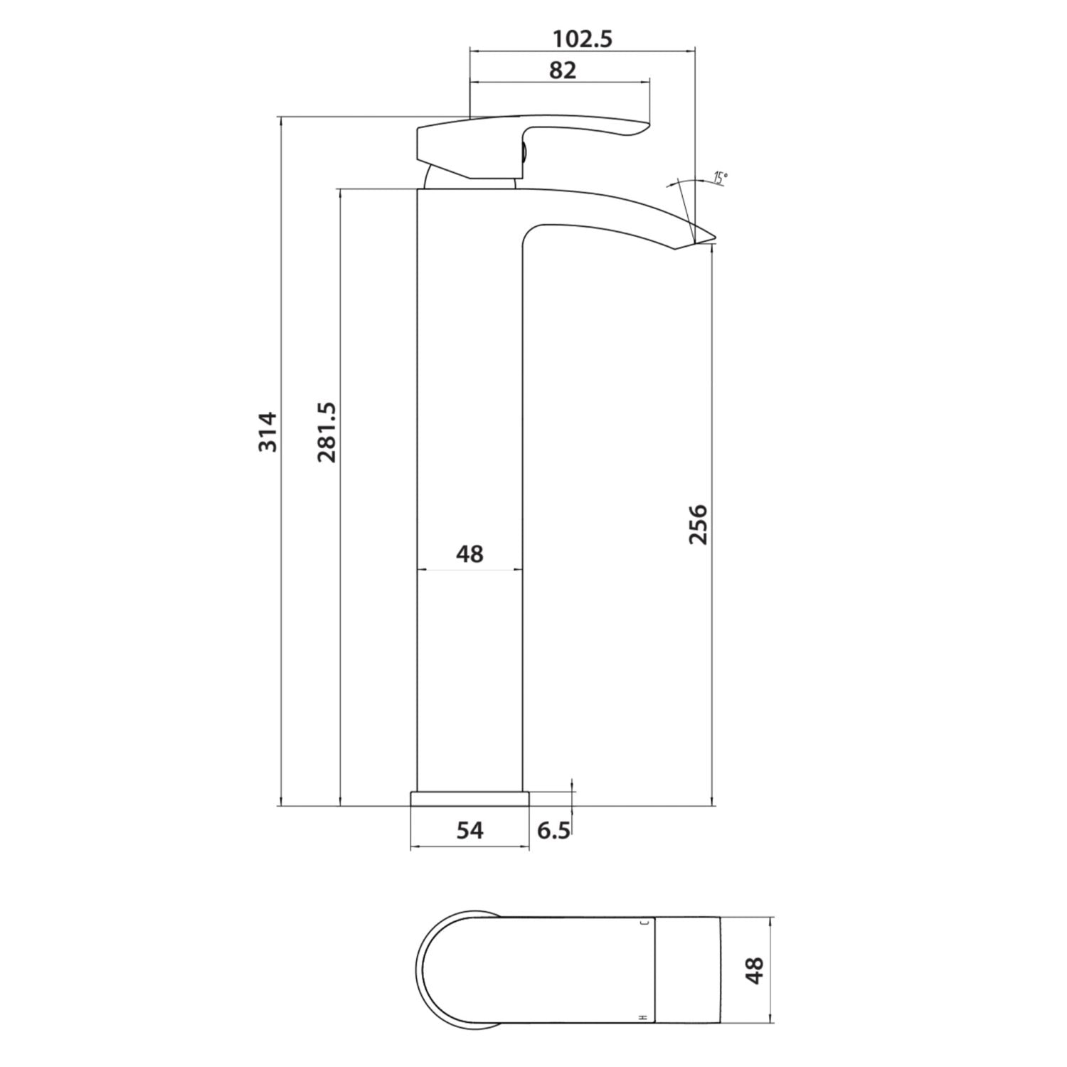 Scudo Belini Black Tall Basin Mixer