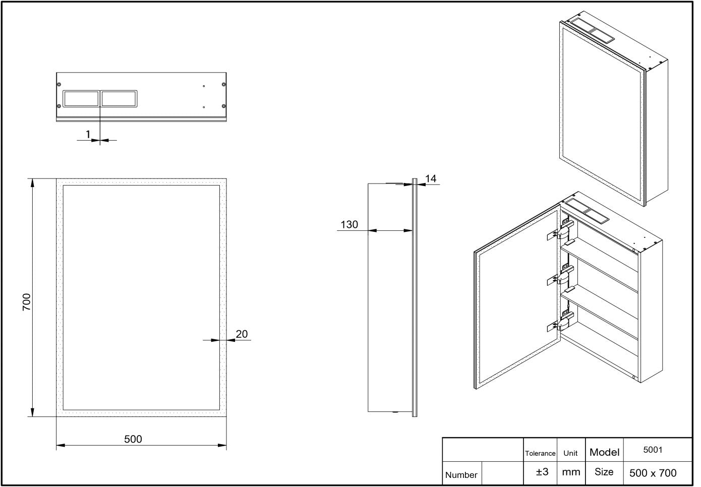 Scudo Prospr LED Single Door Mirror Cabinet with Bluetooth