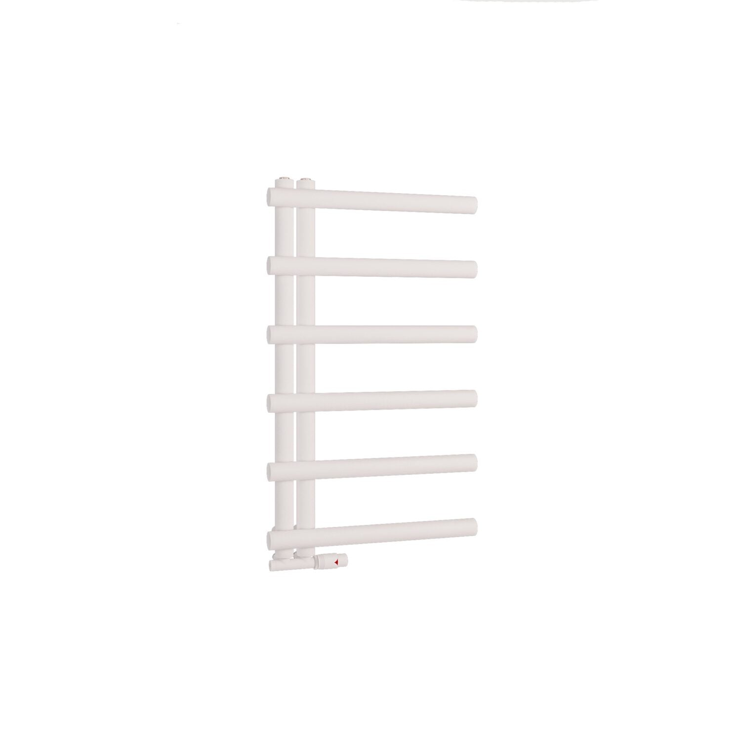 small white open arm towel radiator