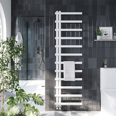 tall white open arm towel radiator