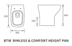 Fountain Padfield Comfort Height Rimless Back to Wall WC and Soft Close Seat