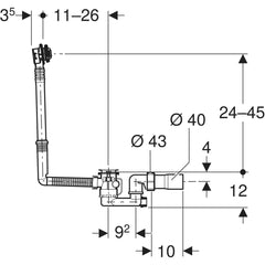 Geberit bathtub drain with turn handle (standard)