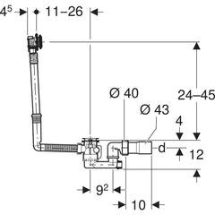 Geberit bathtub drain with turn handle and inlet (Standard)