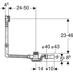 Geberit PushControl Pop Up Bath Waste - Long (50cm)