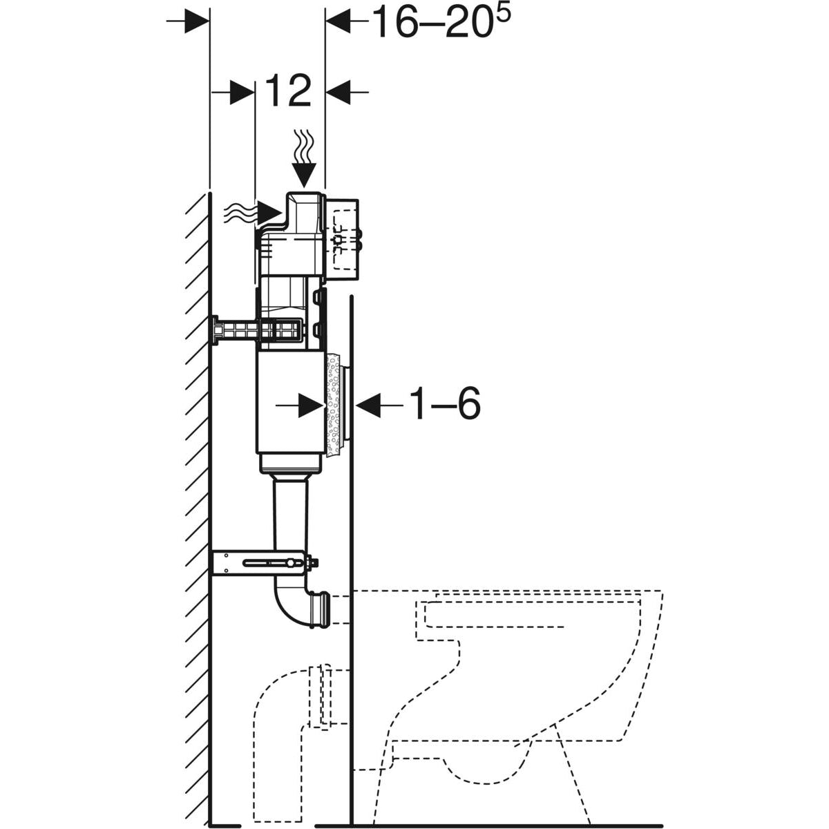 Geberit Delta cistern with Delta30 flush plate