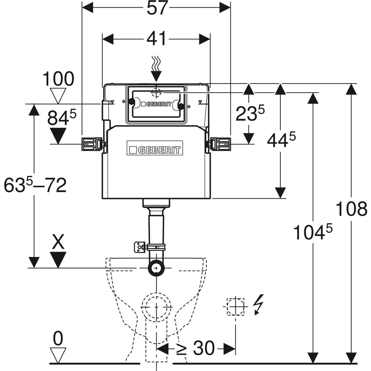 Geberit Delta cistern with Delta30 flush plate