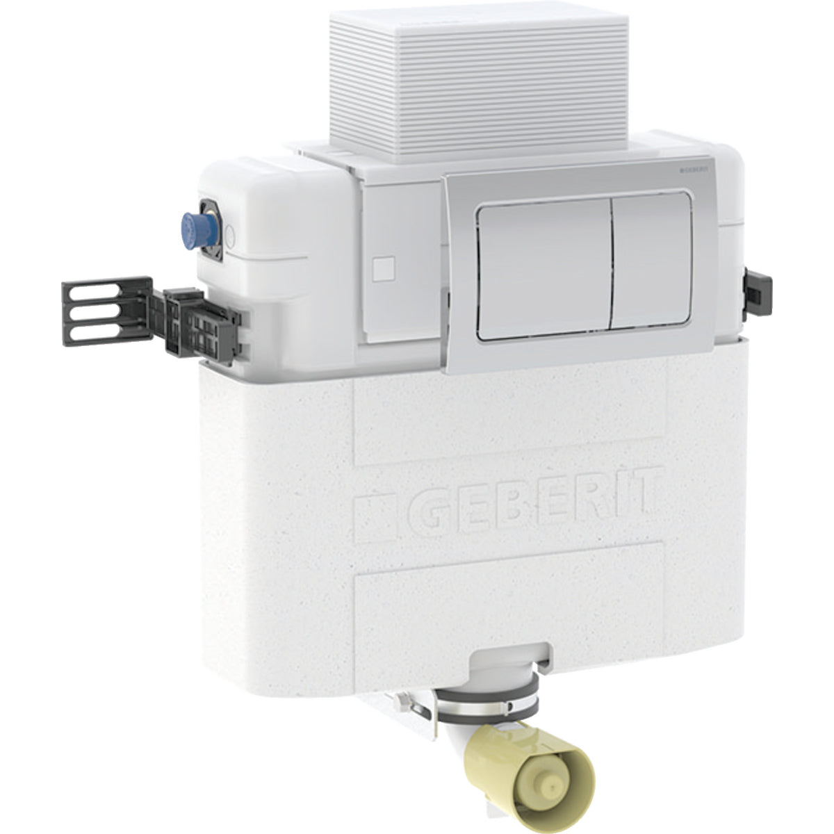Geberit Alpha 82cm concealed cistern with Alpha 01 square flush plate