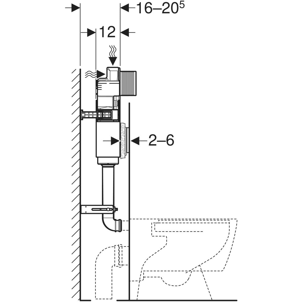 Geberit Alpha 109cm concealed cistern with Alpha 01 round flush plate