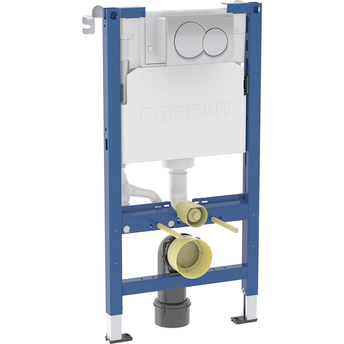 Geberit Alpha 98cm WC frame, cistern and Alpha01 Round Chrome Flush Button