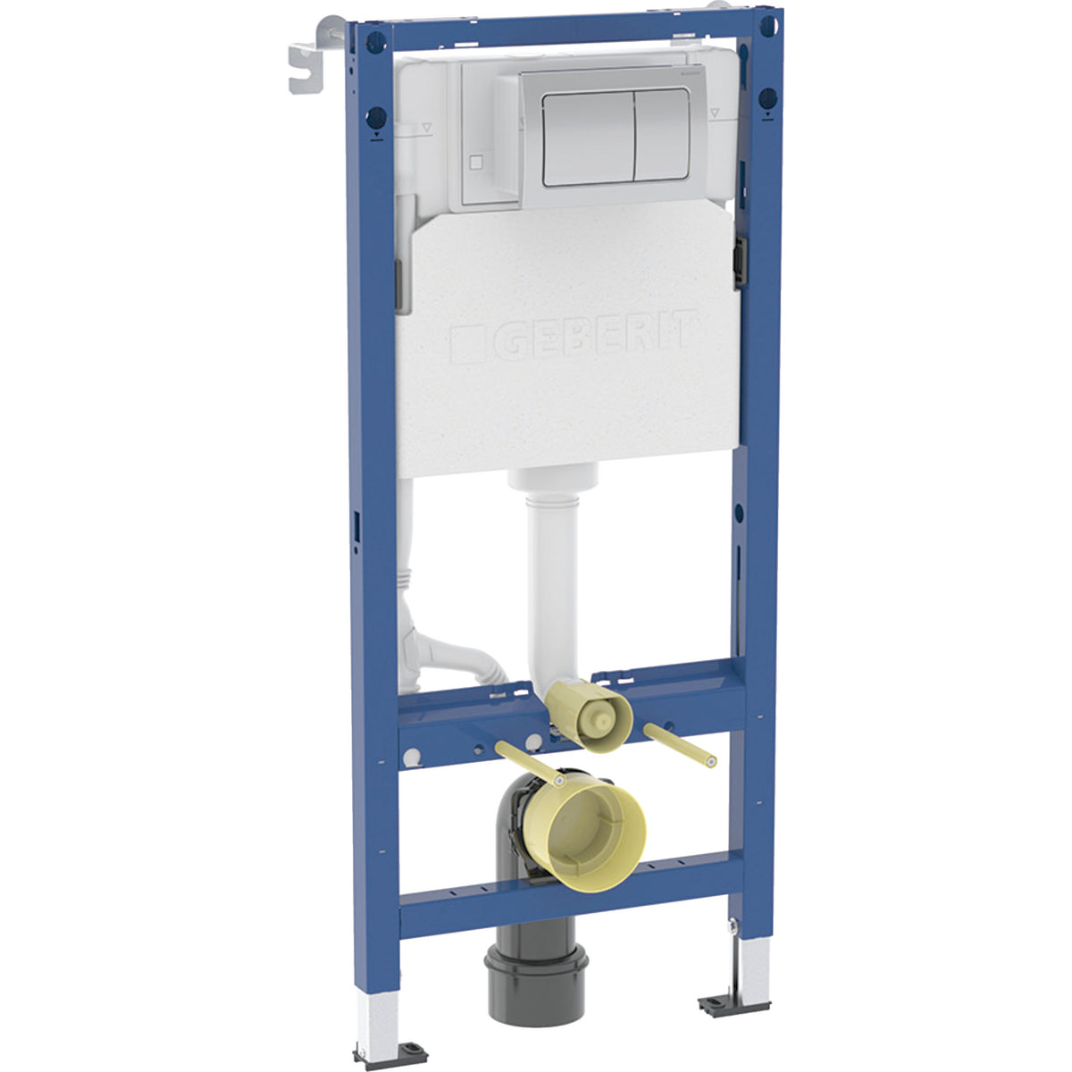 Geberit Alpha 112cm WC frame, cistern and Alpha01 Square Chrome Flush Button