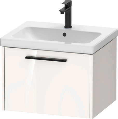 White basin unit black handle