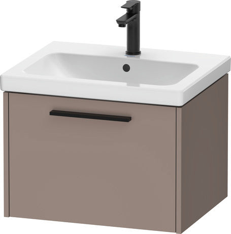 grey brown basin unit with black handle