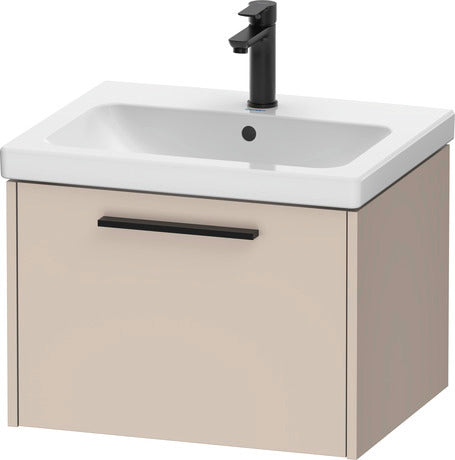 Taupe basin unit with black handle