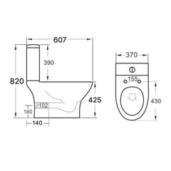 Scudo Deia Rimless Open Back Close Coupled Toilet