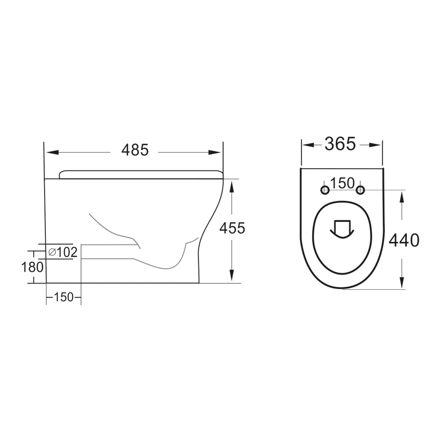 Scudo Deia Rimless Comfort Height Back to Wall Toilet