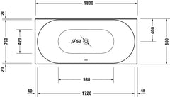 Duravit D-Neo Bathtub Double Ended 1800 x 800