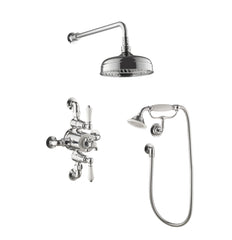 JTP Grosvenor Exposed 2 Outlet Thermostatic Valve with Overhead and Hand Shower