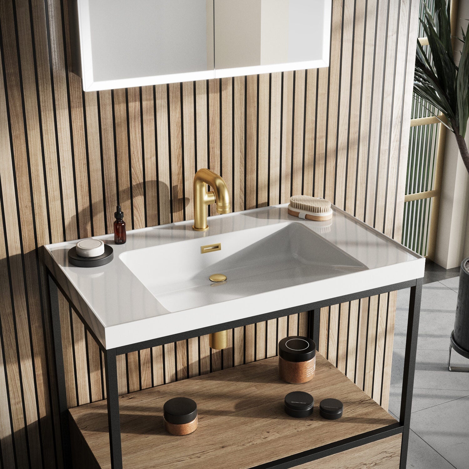 Scudo Boho Floorstanding Black Frame with Basin and Drawer