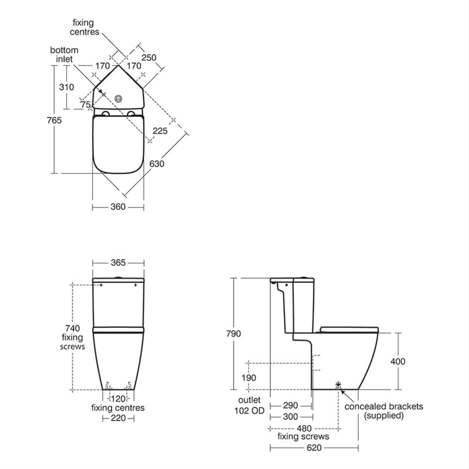 Ideal Standard i.life S Corner Close Coupled Toilet Open Back