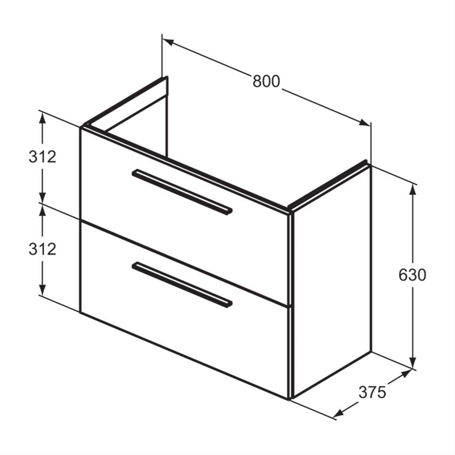 Ideal Standard i.life S 800mm Compact 2 Drawer Vanity Unit