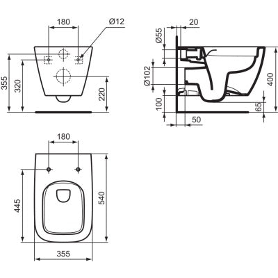 Ideal Standard i.life B Wall Mounted RimLS+ WC