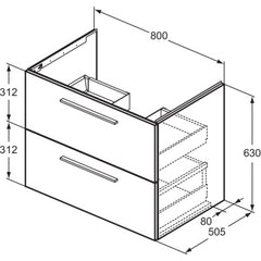 Ideal Standard i.life B 800mm 2 Drawer Wall Hung Vanity Unit