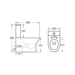 Scudo Middleton Close Coupled Toilet Rimless Closed Back