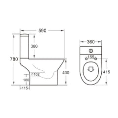 Scudo Middleton Close Coupled Toilet Rimless Open Back