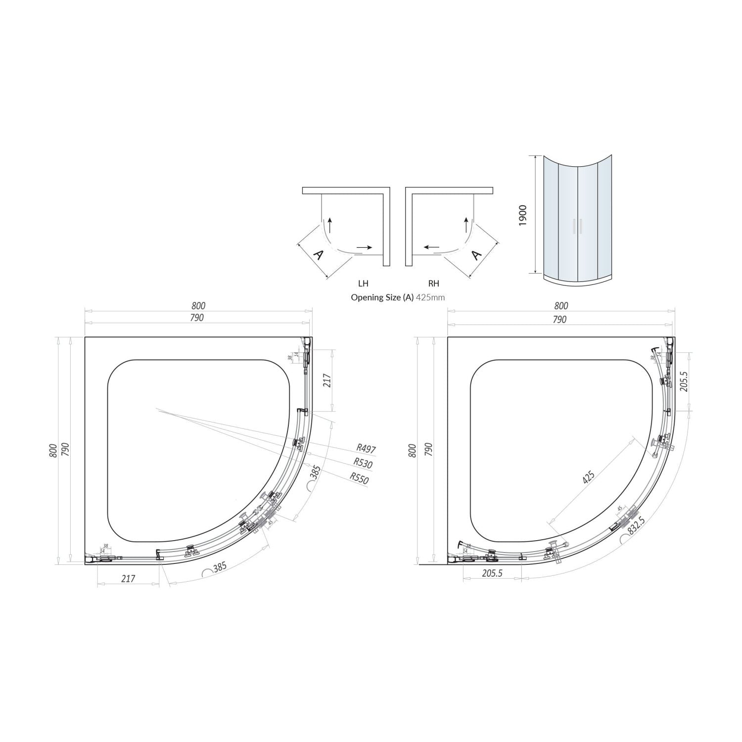 800 quadrant line drawing