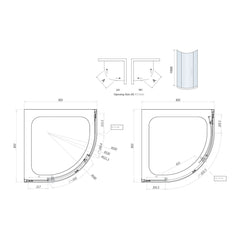  line drawing 800 single door quadrant