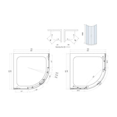 900 single door quadrant line drawing