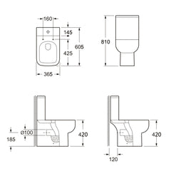 Scudo Choices 600 Close Coupled Toilet Rimless Open Back