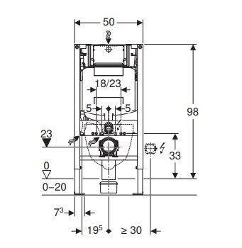 Geberit Duofix frame for wall-hung WC, 98 cm, with Sigma concealed cistern 12 cm