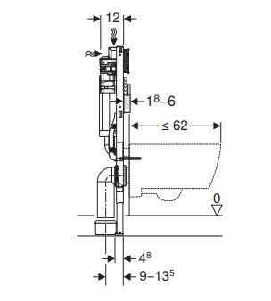 Geberit Duofix frame for wall-hung WC, 98 cm, with Sigma concealed cistern 12 cm