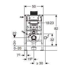 Geberit Duofix frame for wall-hung WC, 82 cm, with Omega concealed cistern 12 cm