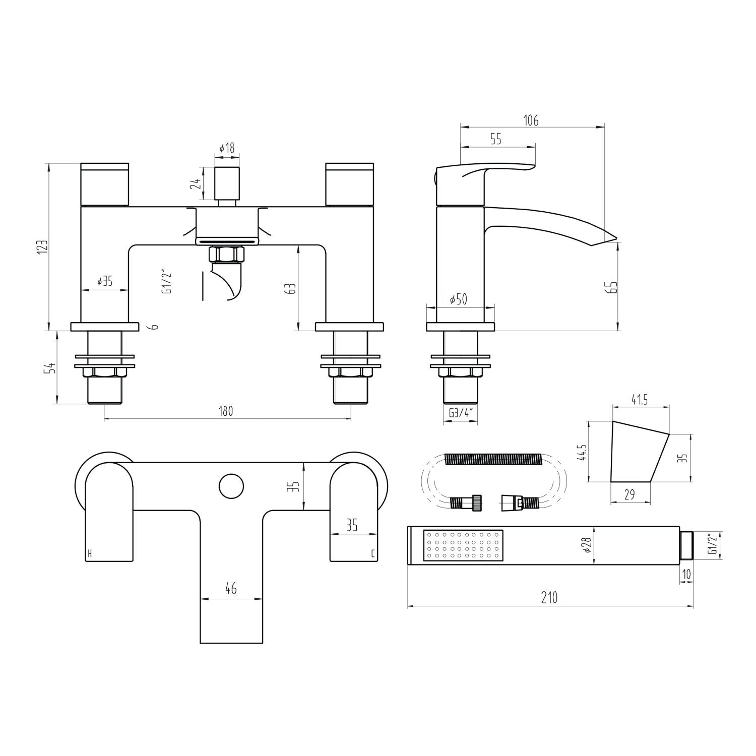 Scudo Belini Chrome Bath Shower Mixer