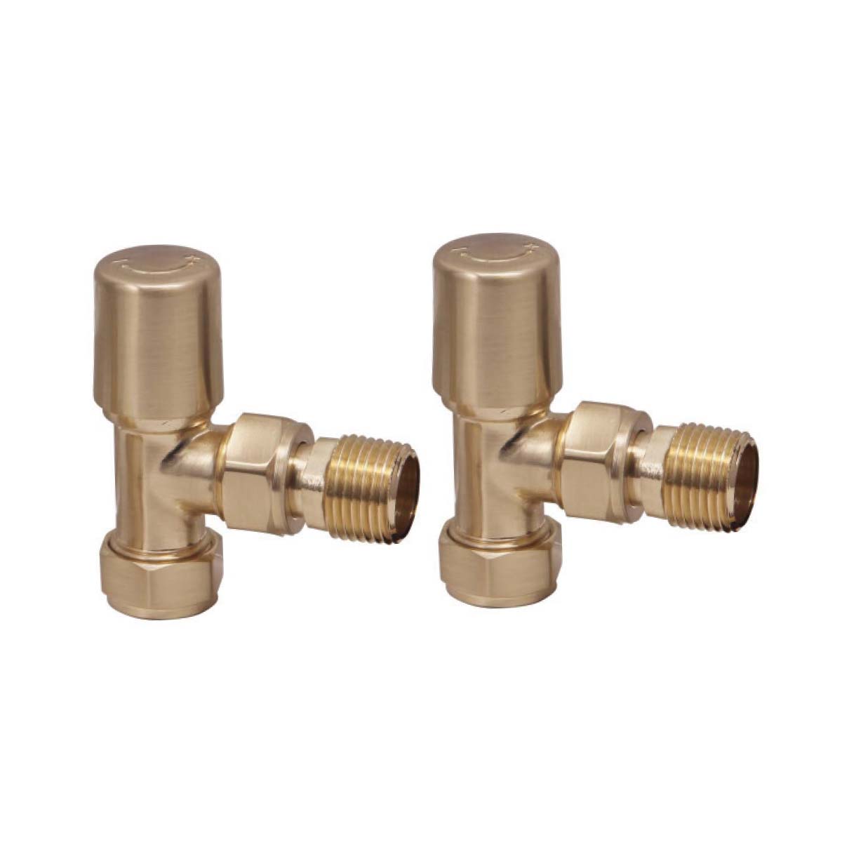 Brushed brass angled valves