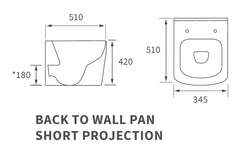 Fountain Langley Back to Wall Rimless Short Projection WC and Soft Close Seat