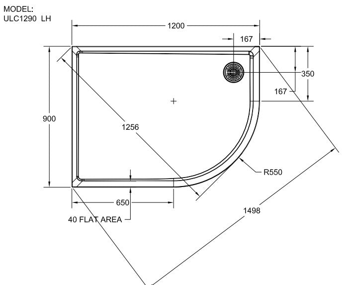 Matki Universal 40  Curved Shower Trays - Bespoke Colour