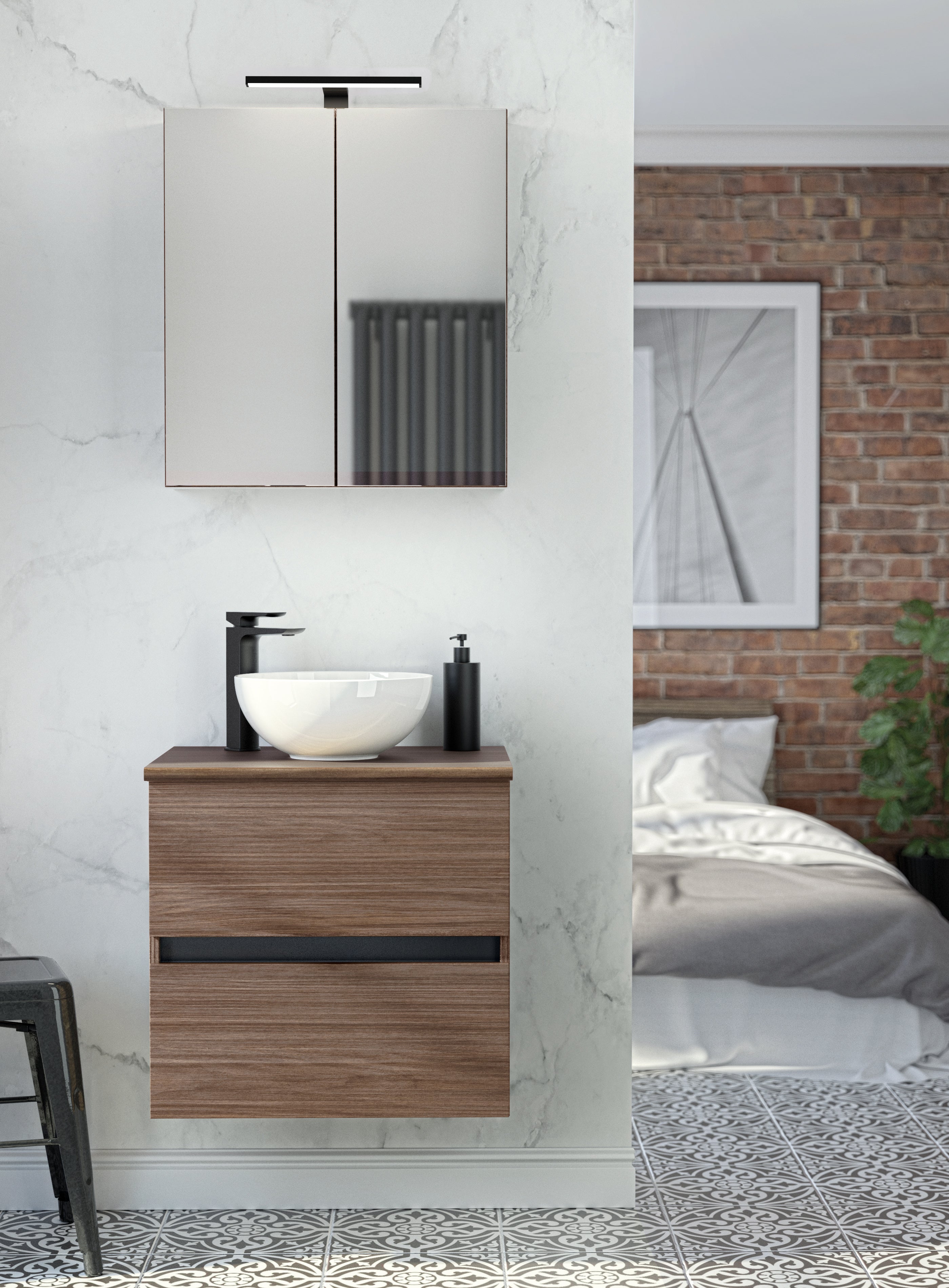 Utopia Qube Glide Wall Mounted 600mm Washbasin Unit
