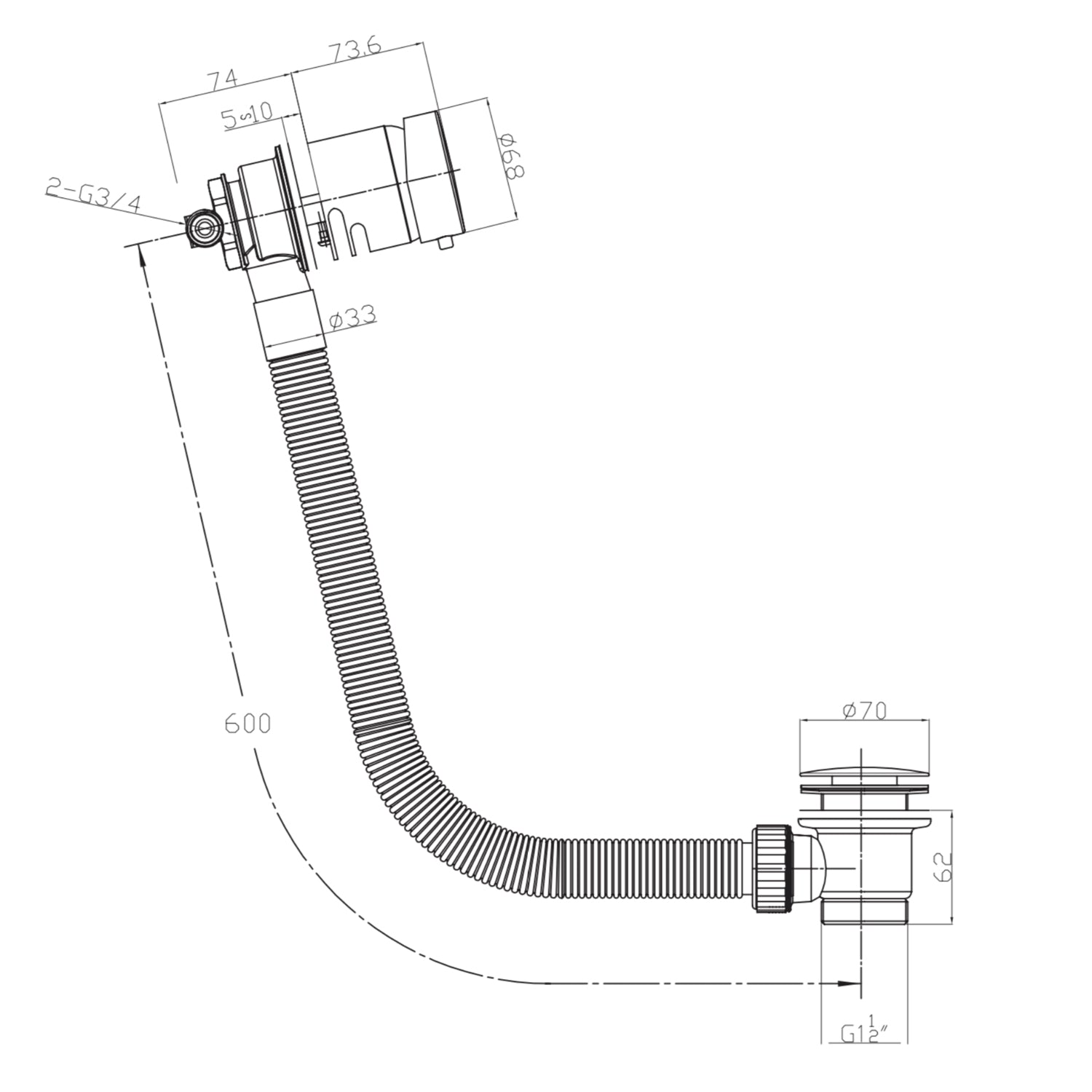 Scudo Bath Filler and Overflow with Flow and Temperature Control