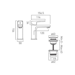 Vado Axces Ekko Basin Mixer Tap and Push Waste