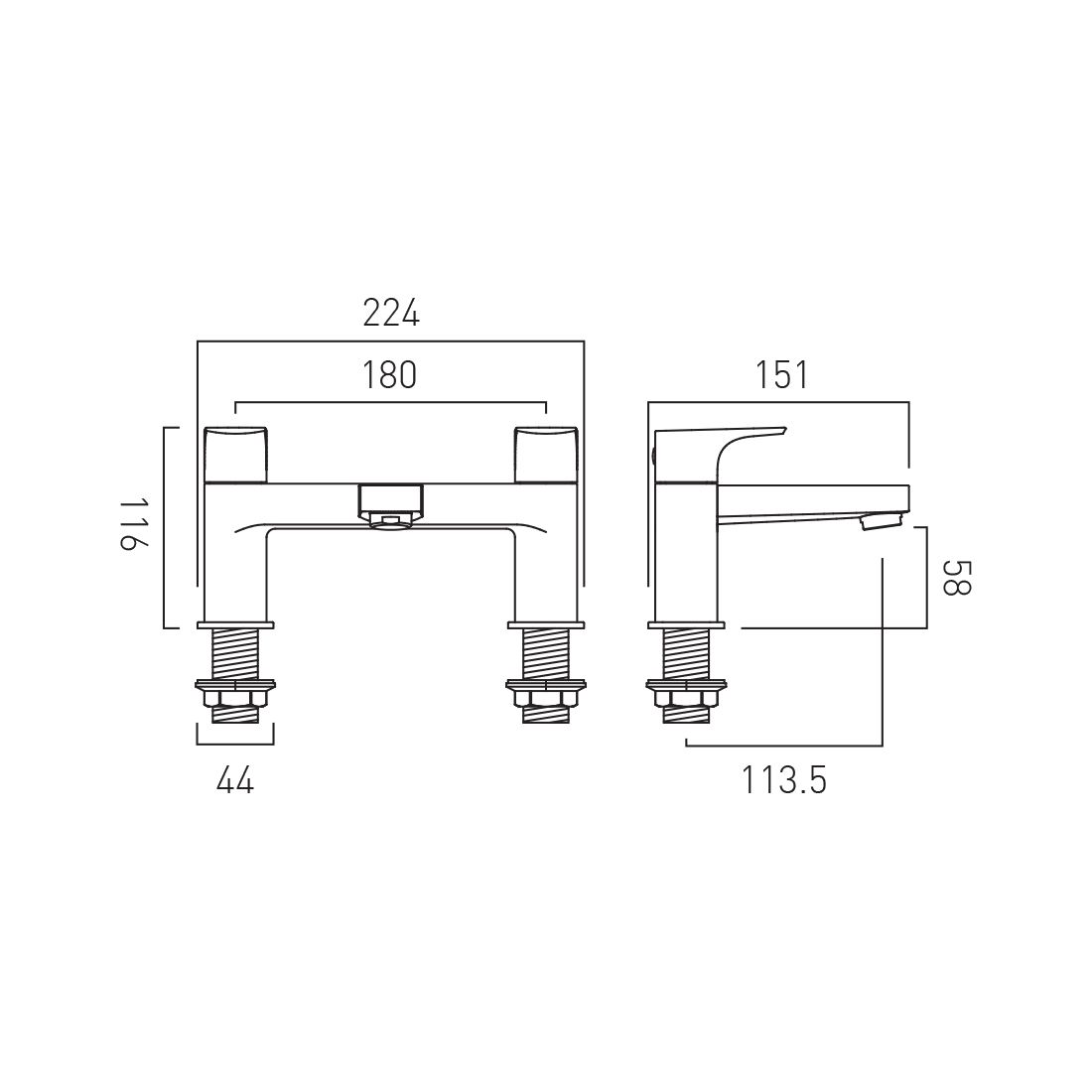 Vado Axces Ekko Deck Mounted Bath Filler Tap