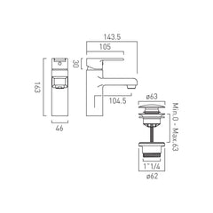 Vado Axces Irlo Basin Mixer Tap and Push Waste