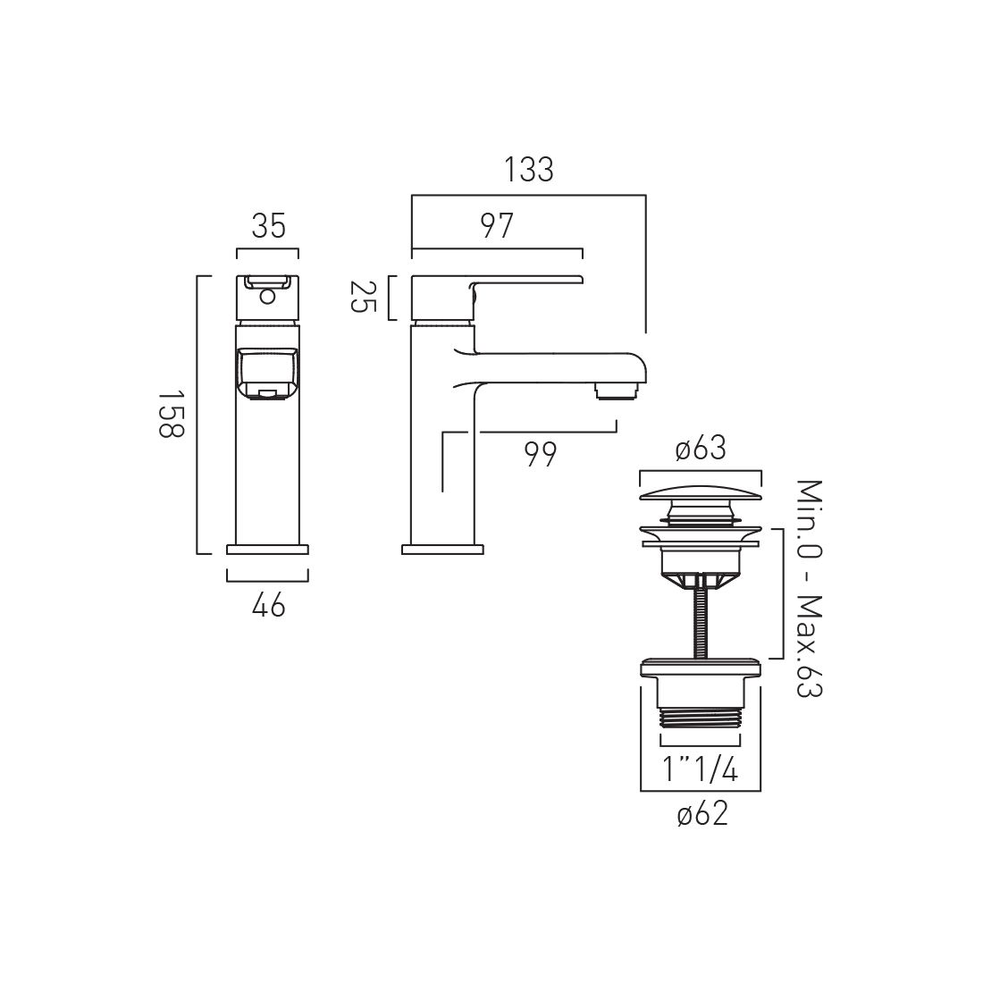 Vado Axces Irlo Mini Basin Tap and Push Waste